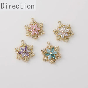 14K clad copper diamond snowflake Zircon Pendant for DIY Earrings Necklace