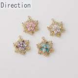 14K clad copper diamond snowflake Zircon Pendant for DIY Earrings Necklace