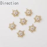 14K clad copper diamond snowflake Zircon Pendant for DIY Earrings Necklace