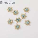 14K clad copper diamond snowflake Zircon Pendant for DIY Earrings Necklace
