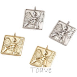 14K Gold-Clad Copper-Plated Square Angel Coin Pendant DIY Necklace Material
