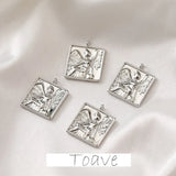 14K Gold-Clad Copper-Plated Square Angel Coin Pendant DIY Necklace Material