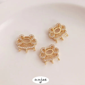 14K Gold-Clad Zircon Ruyi Safe Lock Pendant with Longevity Lock
