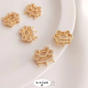 14K Gold-Clad Zircon Ruyi Safe Lock Pendant with Longevity Lock