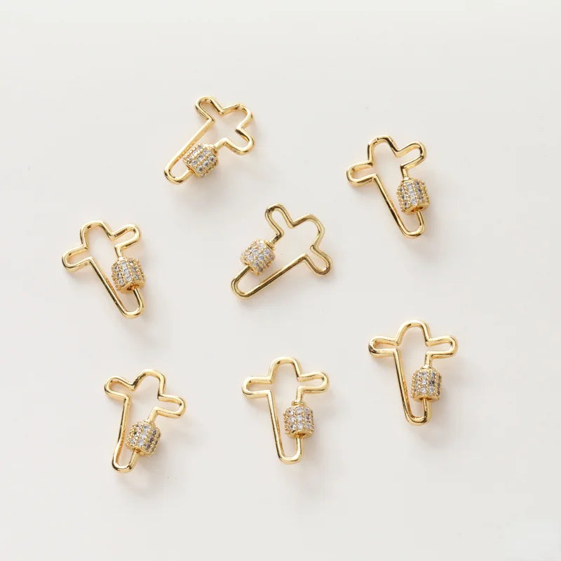 14K Gold-Clad Zirconium Inlaid Screws Decorative Buckle DIY Jewelry