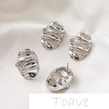 14K Gold-Clad Oval Fold Wavy Earrings