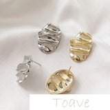 14K Gold-Clad Oval Fold Wavy Earrings