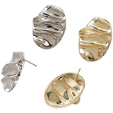 14K Gold-Clad Oval Fold Wavy Earrings