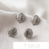 14K Gold-Clad Striped Surface Retro Silver Needle DIY Earrings