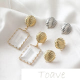 14K Gold-Clad Striped Surface Retro Silver Needle DIY Earrings