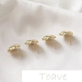 14K Gold-Clad Striped Surface Retro Silver Needle DIY Earrings