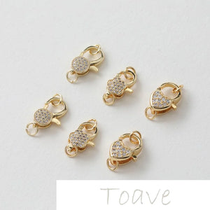 14K Gold-Clad Zircon Lobster Clasp DIY Necklace Bracelet