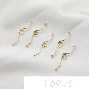 14K Gold-Clad S-Line Double Hanging Link Earrings DIY Accessories