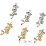 14K Gold-Clad Small Rose Pendant for DIY Earrings