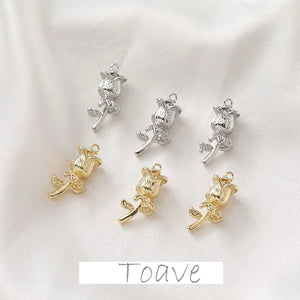14K Gold-Clad Small Rose Pendant for DIY Earrings