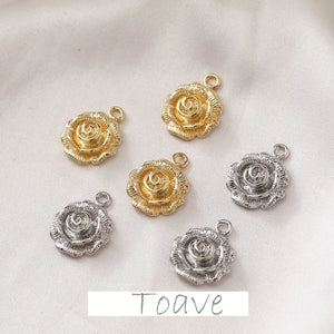 14K Gold-Clad 3D Flower Pendant Earrings DIY Material Accessories