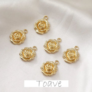 14K Gold-Clad 3D Flower Pendant Earrings DIY Material Accessories