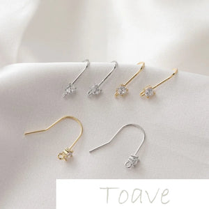 14K Gold-Coated Zircon Earrings with Copper-Plated Hooks