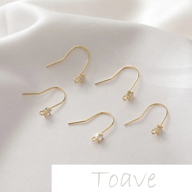 14K Gold-Coated Zircon Earrings with Copper-Plated Hooks