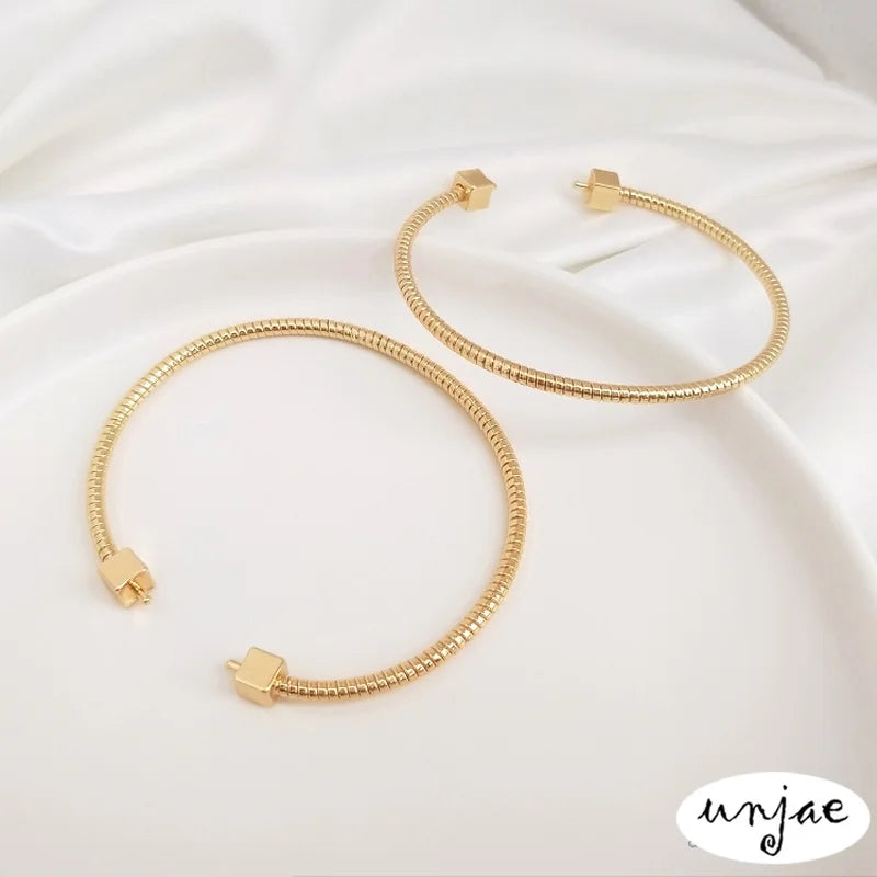 14K Gold-Coated Copper Spring-Plated Bracelet for DIY Crystal Pearl Bracelet
