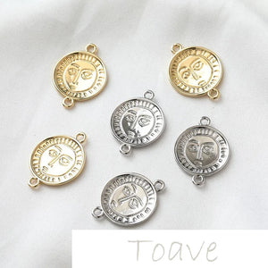 14K Gold-Coated Double Hanging Face Earrings