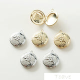 14K Gold-Coated Copper Embossed Flower Frame Pendant DIY Jewelry Making Supplies