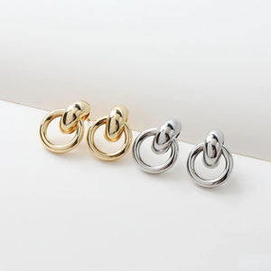 14K Gold-Coated Copper Round Hollow Earrings DIY Hand-Made Material