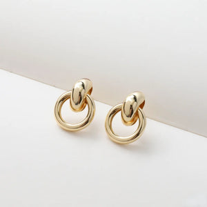 14K Gold-Coated Copper Round Hollow Earrings DIY Hand-Made Material