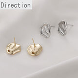 14K Gold-Coated Irregular Silver Stud Earrings DIY Material
