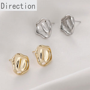 14K Gold-Coated Irregular Silver Stud Earrings DIY Material