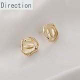 14K Gold-Coated Irregular Silver Stud Earrings DIY Material