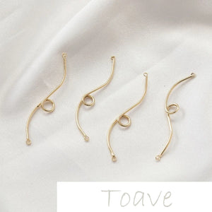 14K Gold-Coated S-Line Belt Ring & Link Rod DIY Earring Material