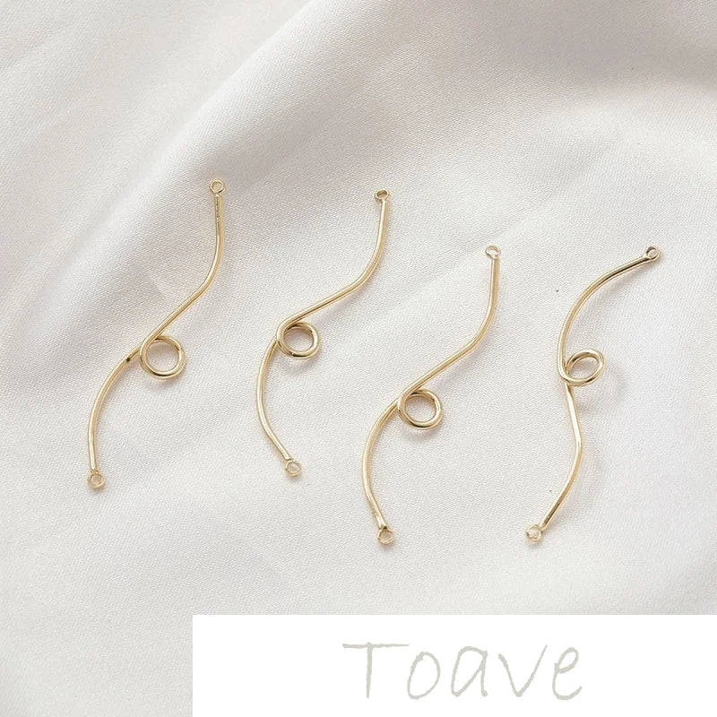 14K Gold-Coated S-Line Belt Ring & Link Rod DIY Earring Material