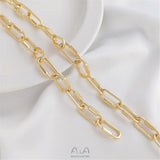 14K Long Oval Buckle Chain European American DIY Bracelet Necklace