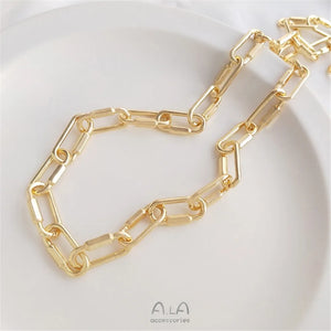 14K Long Oval Buckle Chain European American DIY Bracelet Necklace
