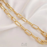 14K Long Oval Buckle Chain European American DIY Bracelet Necklace