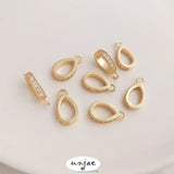 14K Zircon Melon Seed Buckle for DIY Necklace Pendant Chain