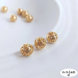 14K Flower Ball Beads Necklace Accessory DIY Hanging Beads Hollow Round