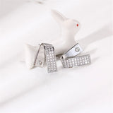 14K Geometric Pearl Zircon Earrings S925 Silver Needle DIY Accessories