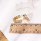 14K Geometric Pearl Zircon Earrings DIY Accessories