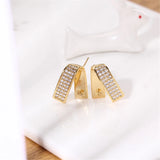 14K Geometric Pearl Zircon Earrings S925 Silver Needle DIY Accessories