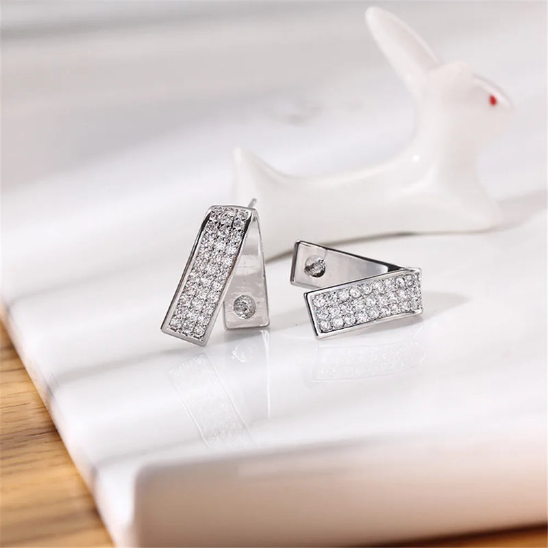 14K Geometric Pearl Zircon Earrings DIY Accessory