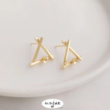 14K Triangle Frame Half Hole Bead Earrings DIY Pearl Earrings