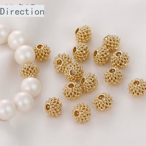 14K Color-Preserving Hollow Lantern Peas Beads DIY Bracelets Jewelry 6PCS