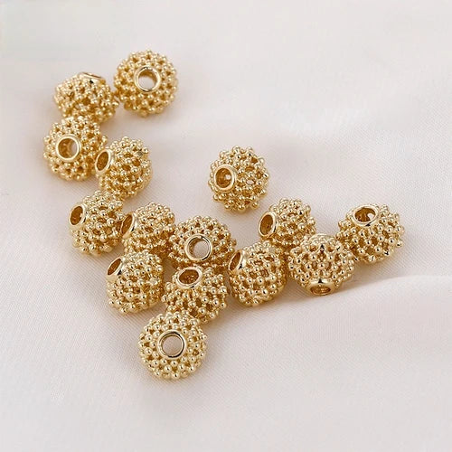 14K Color-Preserving Hollow Lantern Peas Beads DIY Bracelets Jewelry 6PCS