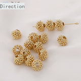 14K Color-Preserving Hollow Lantern Peas Beads DIY Bracelets Jewelry 6PCS