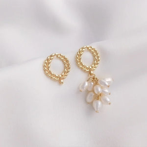 14K Gold Wheat Ear Earrings with Pearl Tassel DIY Material