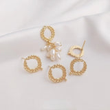 14K Gold Wheat Ear Earrings with Pearl Tassel DIY Material