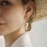 14K Gold Wheat Ear Earrings with Pearl Tassel DIY Material