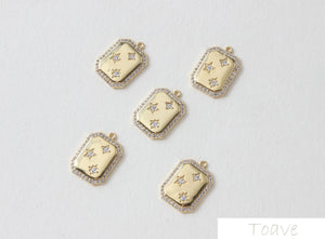 14K Gold-Copper-Plated Zirconium Pentagram Pendant Earrings DIY Accessories